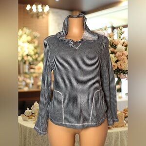 J. Crew Navy and White Striped Hooded Sweater